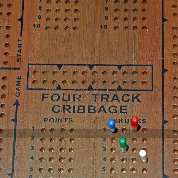 4 Track Classic Cribbage Set, Solid Oak