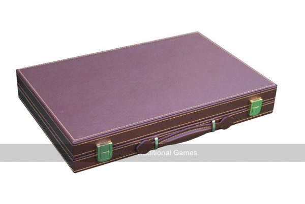 Italfama Luxury Brown Leatherette 14.5-inch Compact Backgammon Set
