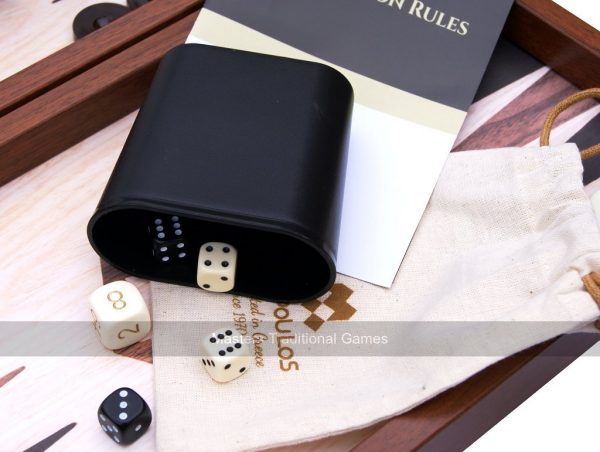 Manopoulos Compact Oak & Walnut 15-inch Backgammon Set
