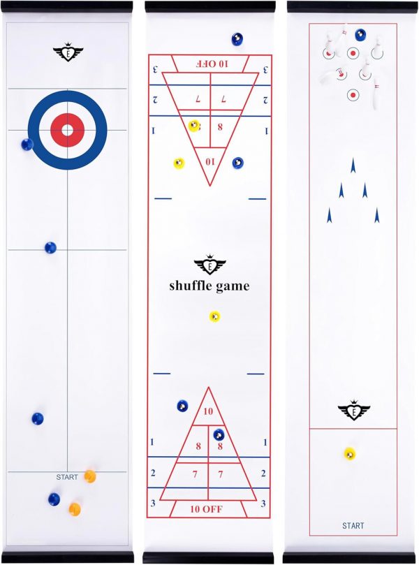 3-in-1 Curling, Table Shuffleboard and Bowling Game - 120cm
