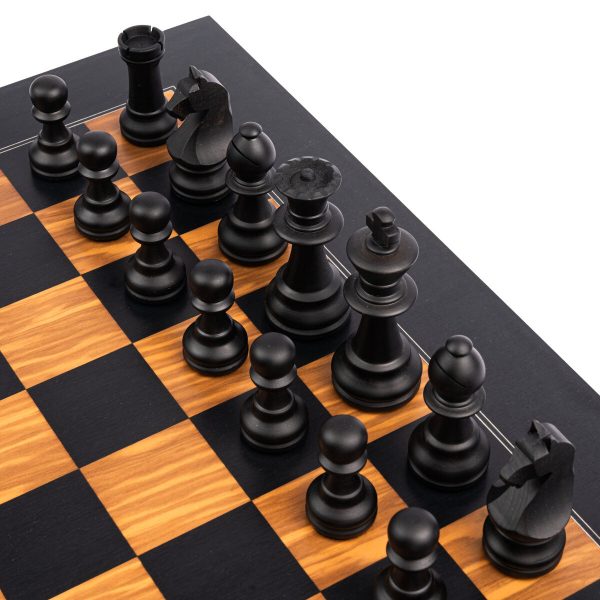 Ferrer - Black Olive Deluxe Chess Set with Staunton Pieces