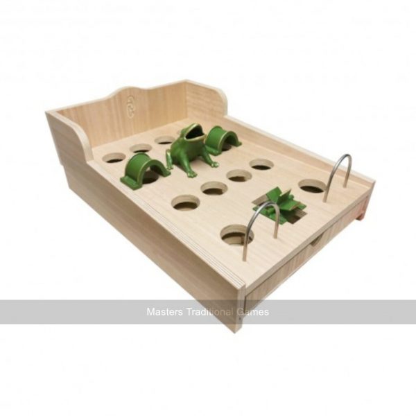 Frog Game - 14 Holes, Cast Iron Frog with Wooden Draw
