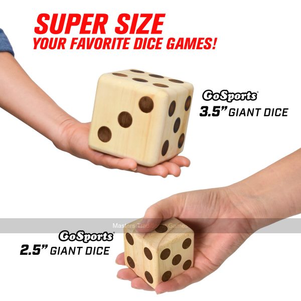 GoSports Giant Wooden Dice - Set of 6, 9cm - 3.5 inches