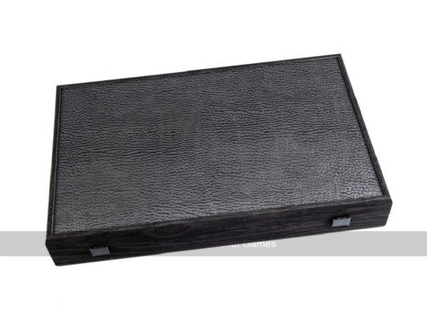 Manopoulos Classic Black Leatherette Backgammon Set (19-inch)