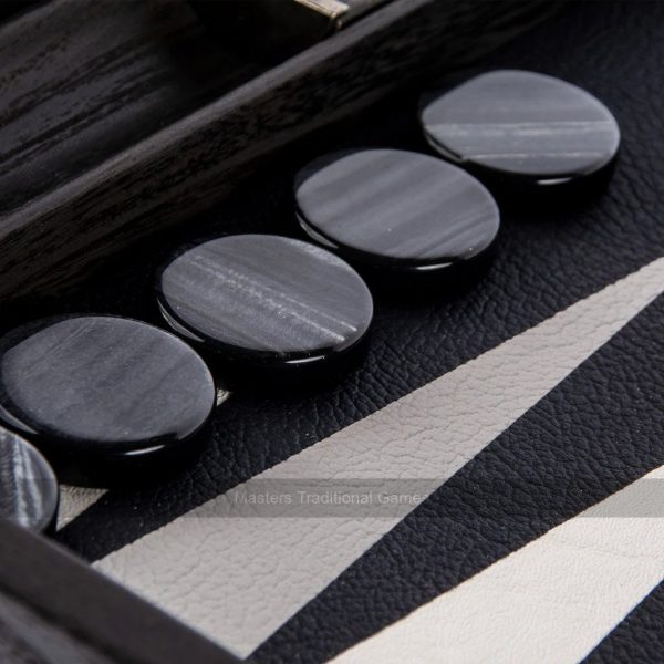 Manopoulos Classic Black Leatherette Backgammon Set (19-inch)