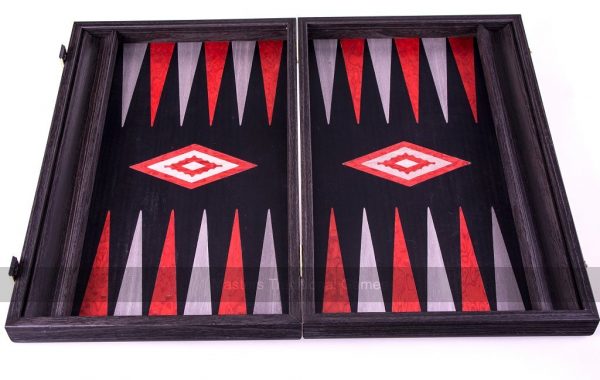 Manopoulos Luxury Black Oak Argento 19-inch Backgammon Set