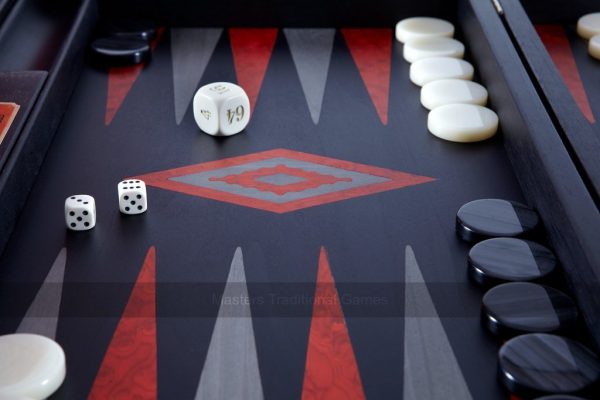 Manopoulos Luxury Black Oak Argento 19-inch Backgammon Set