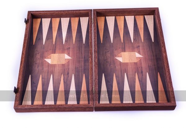 Manopoulos Creative Geometrical Wood Motif 19-inch Backgammon Set
