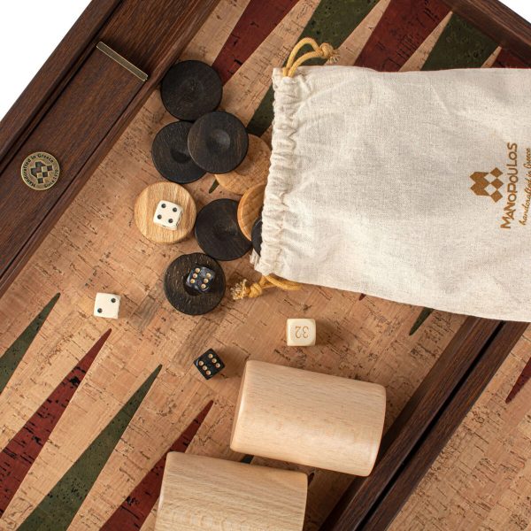 Manopoulos Natural Cork 19 inch Backgammon Set