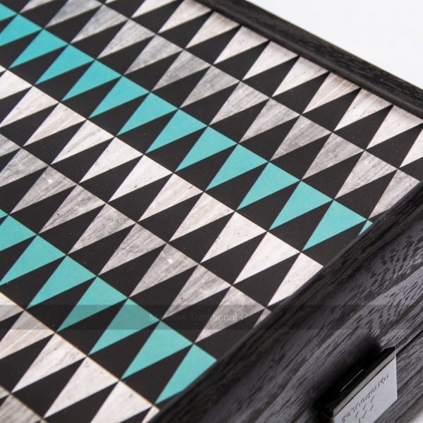 Manopoulos Creative Turquoise Geometric Shapes 19-inch Backgammon Set