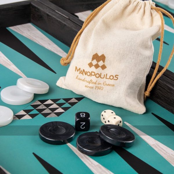 Manopoulos Creative Turquoise Geometric Shapes 19-inch Backgammon Set