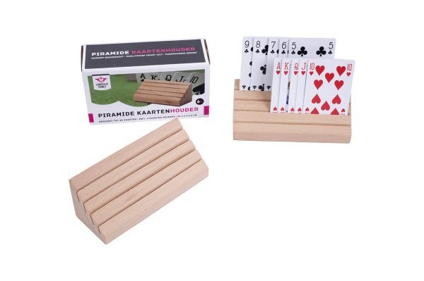 Set of 2 Pyramid Card Holders - Beech Wood