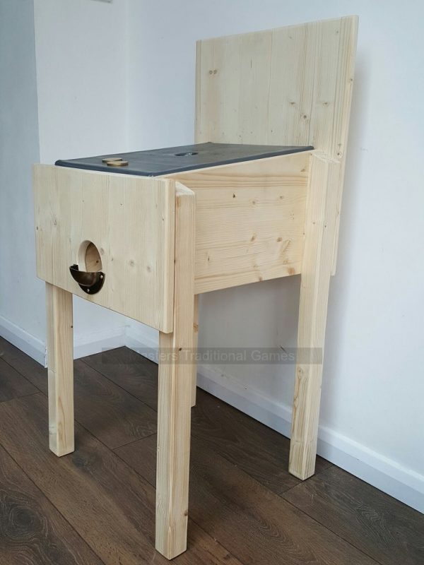 Toad in the Hole Table with 4 Brass Toads - lead lined playing surface (unfinished wood)