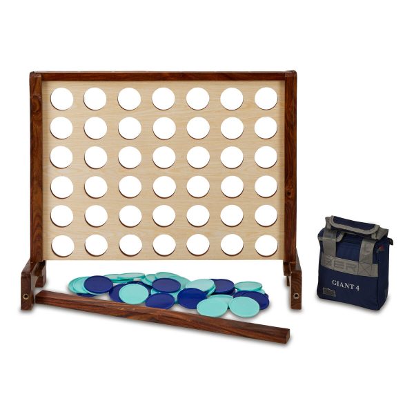 Wooden Garden 4-in-a-Row Game - Sky Blue & Navy