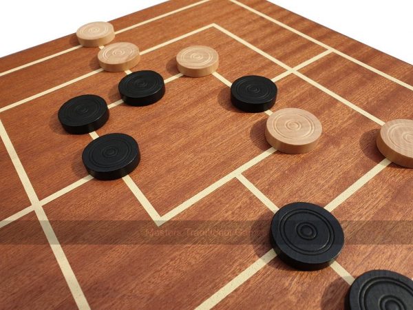 Nine Men's Morris - Wooden Board with Wooden Pieces