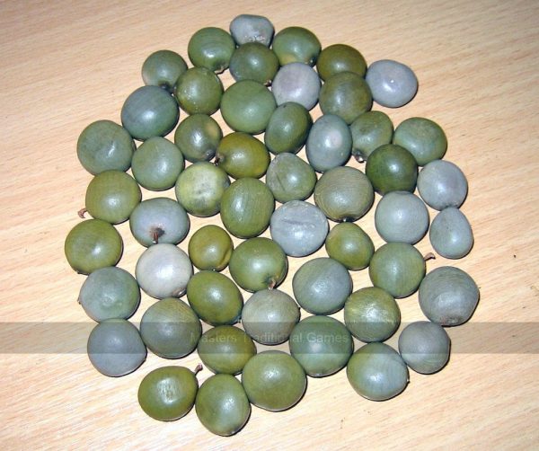 Oware Mancala Game - stained black, pencil style with seeds