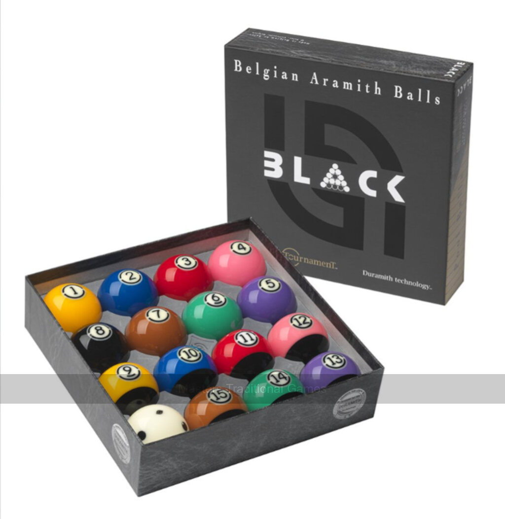 Aramith Tournament Black TV Edition Pool Balls (2 & 1/4 inch)