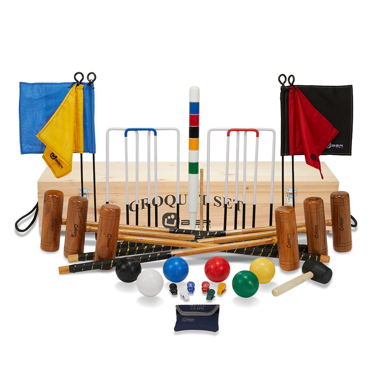 Uber Games 6 player Pro Croquet Set in a wooden box
