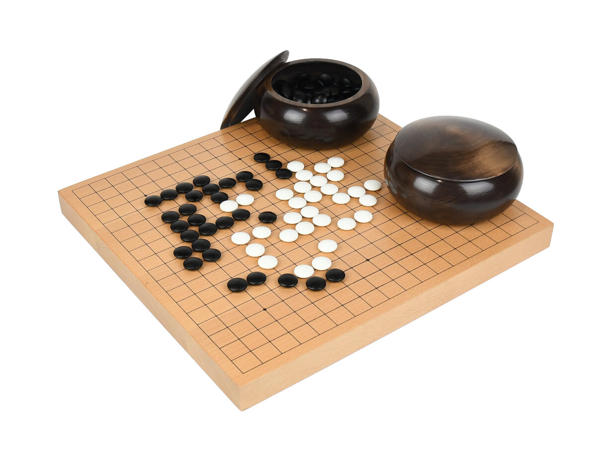 Go Masters Intermediate Go Set - Wooden Board, Glass Stones & Bowls