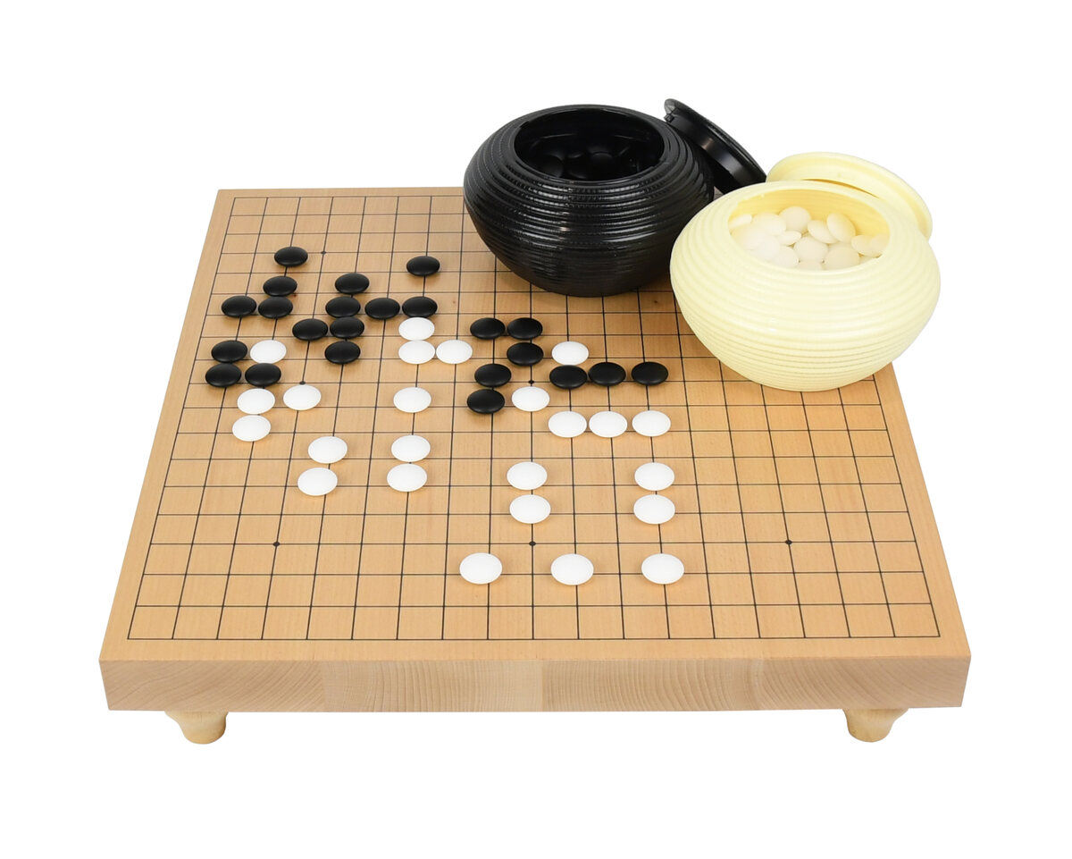 Masters Go Set with Raised Wooden Board & Yunzi Go Stones