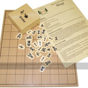 Wooden Shogi Board with Plastic Pieces