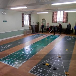 27 foot Indoor Roll-out Shuffleboard Court package (telescopic cues)