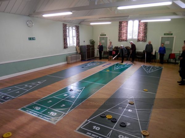 27 foot Indoor Roll-out Shuffleboard Court package (telescopic cues)