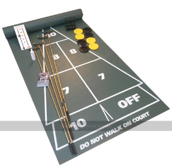 27 foot Indoor Roll-out Shuffleboard Court package (telescopic cues)