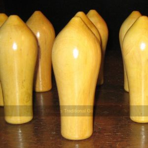 Set of 9 Boxwood skittle pins - Northamptonshire style