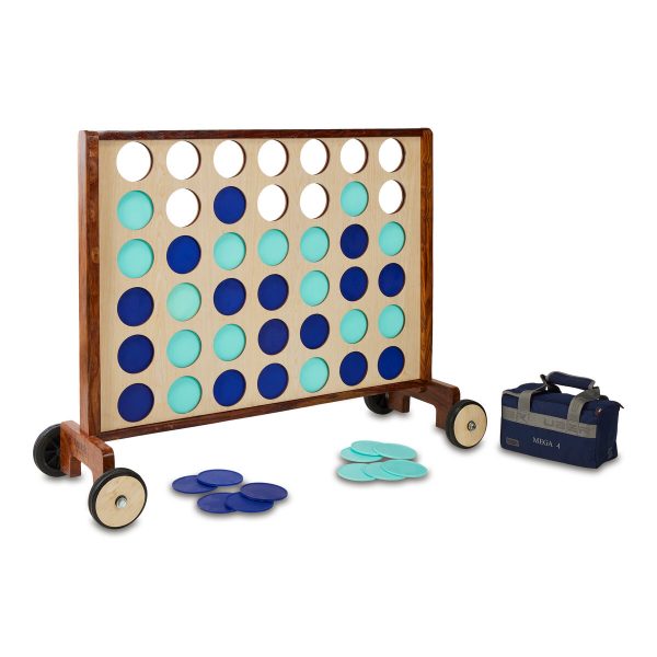Deluxe Wooden Giant 4-in-a-Row Game with Wheels, 120 x 100 cm