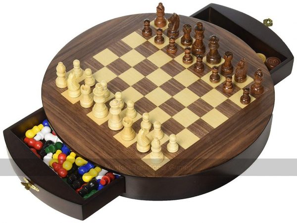 Round 3-in-1 Game Set - Chess, Draughts & Chinese Checkers