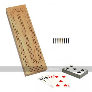 Cabinet Cribbage - Wooden 3 Track Board with Pegs, Cards & Storage