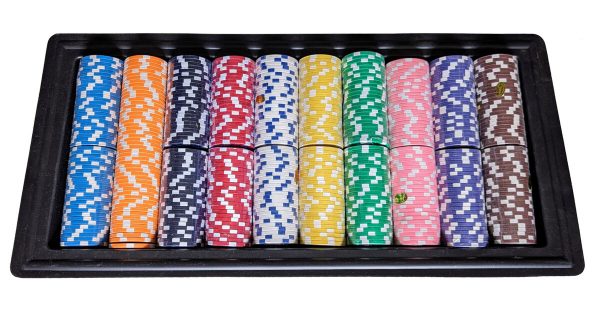 500 Roulette Chip Tray, 11g Casino Chips in 10 Colours