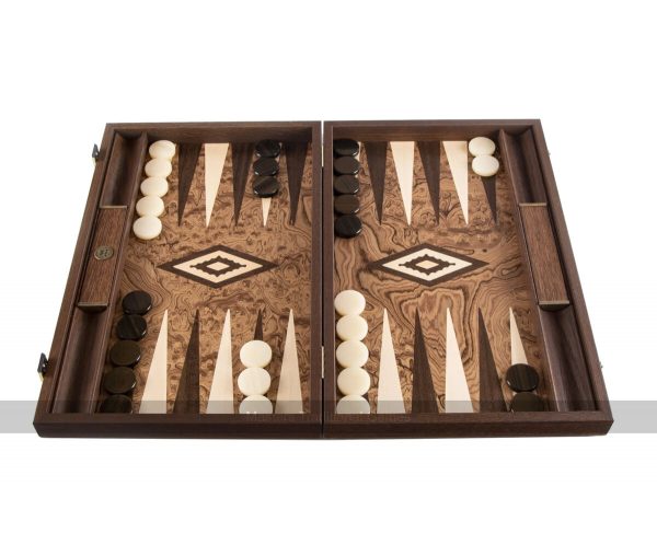 Manopoulos Luxury Walnut Burl 19-inch Backgammon Set