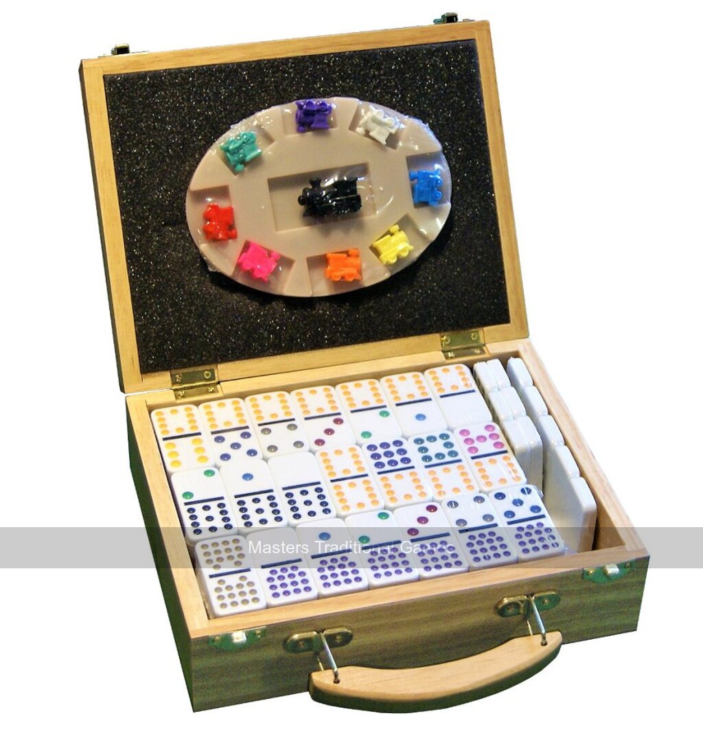 Double 15 - Mexican Train Dominoes in Wooden Case