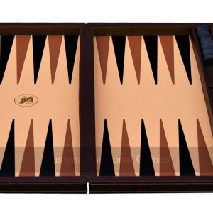 Italfama Luxury Brown Leatherette 14.5-inch Compact Backgammon Set