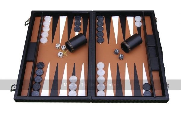 Italfama Leatherette Travel 15-inch Backgammon Set
