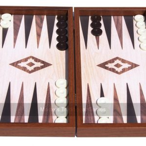 Manopoulos Compact Oak & Walnut 15-inch Backgammon Set