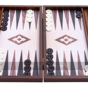 Manopoulos Compact Wooden 15-inch Backgammon Set