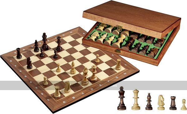 Philos Tournament Wooden Chess Set with Board, Pieces and Storage Box