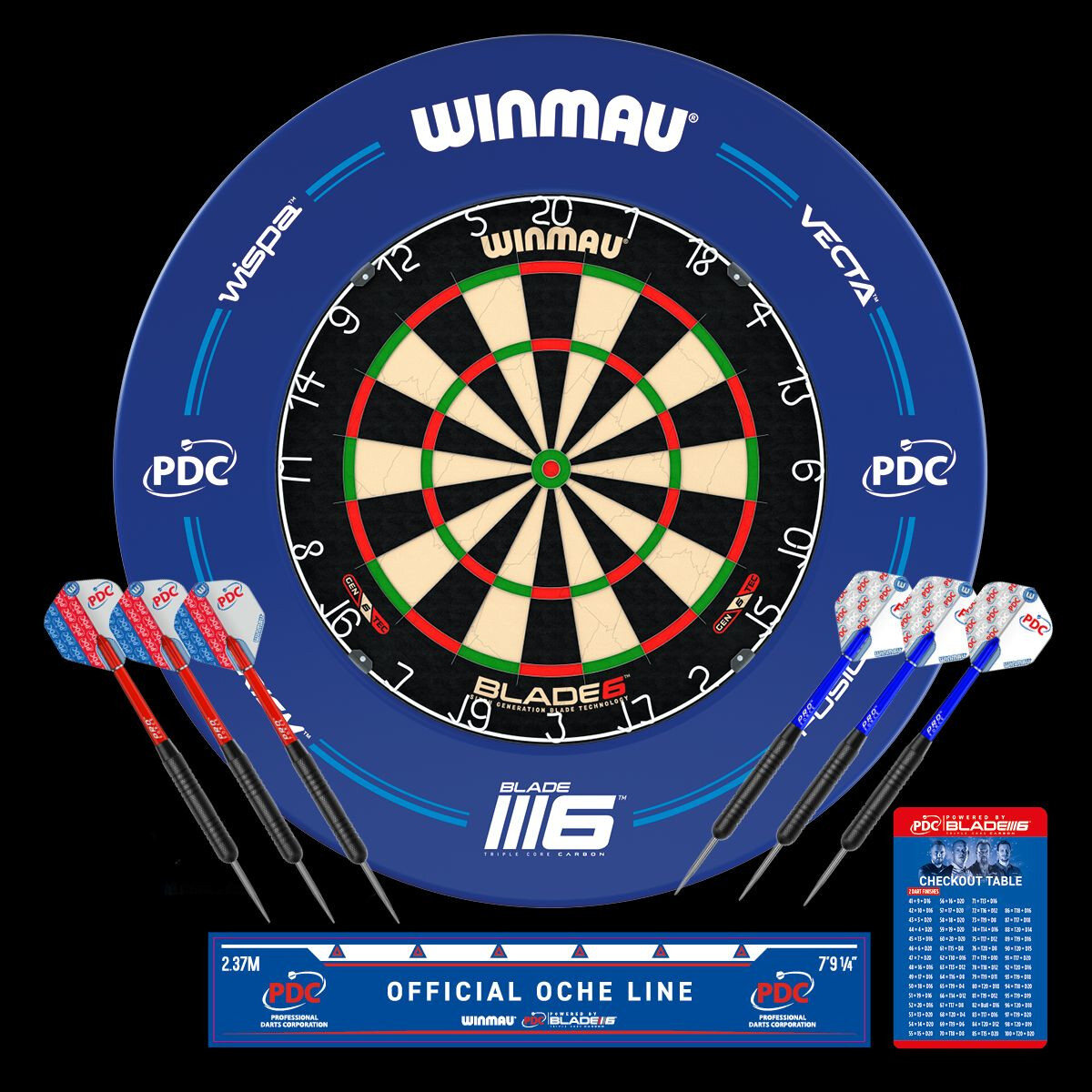 Winmau Blade 6 PDC Surround Set (Dartboard, Surround and 6 Darts)