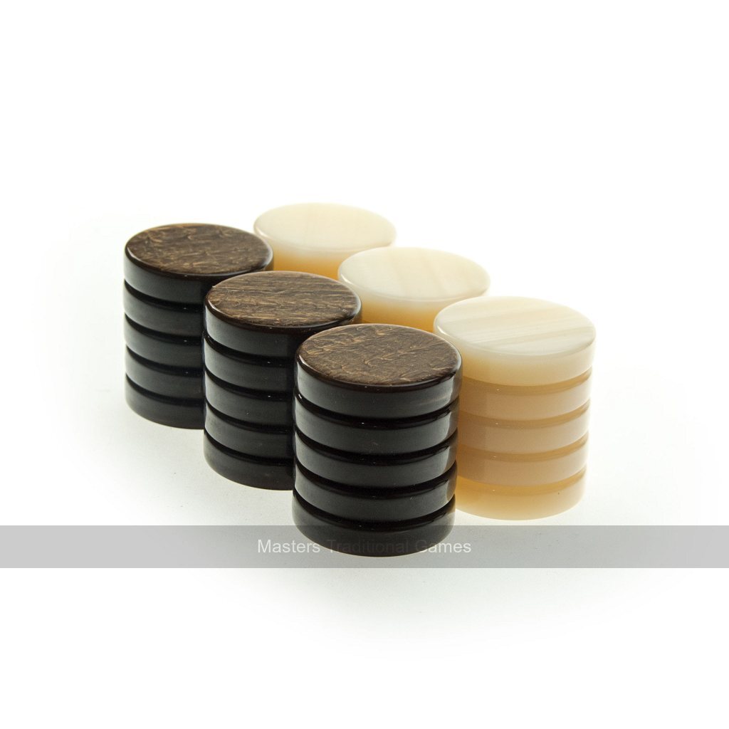 Manopoulos Pearl Acrylic Backgammon Checkers, Cream & Brown