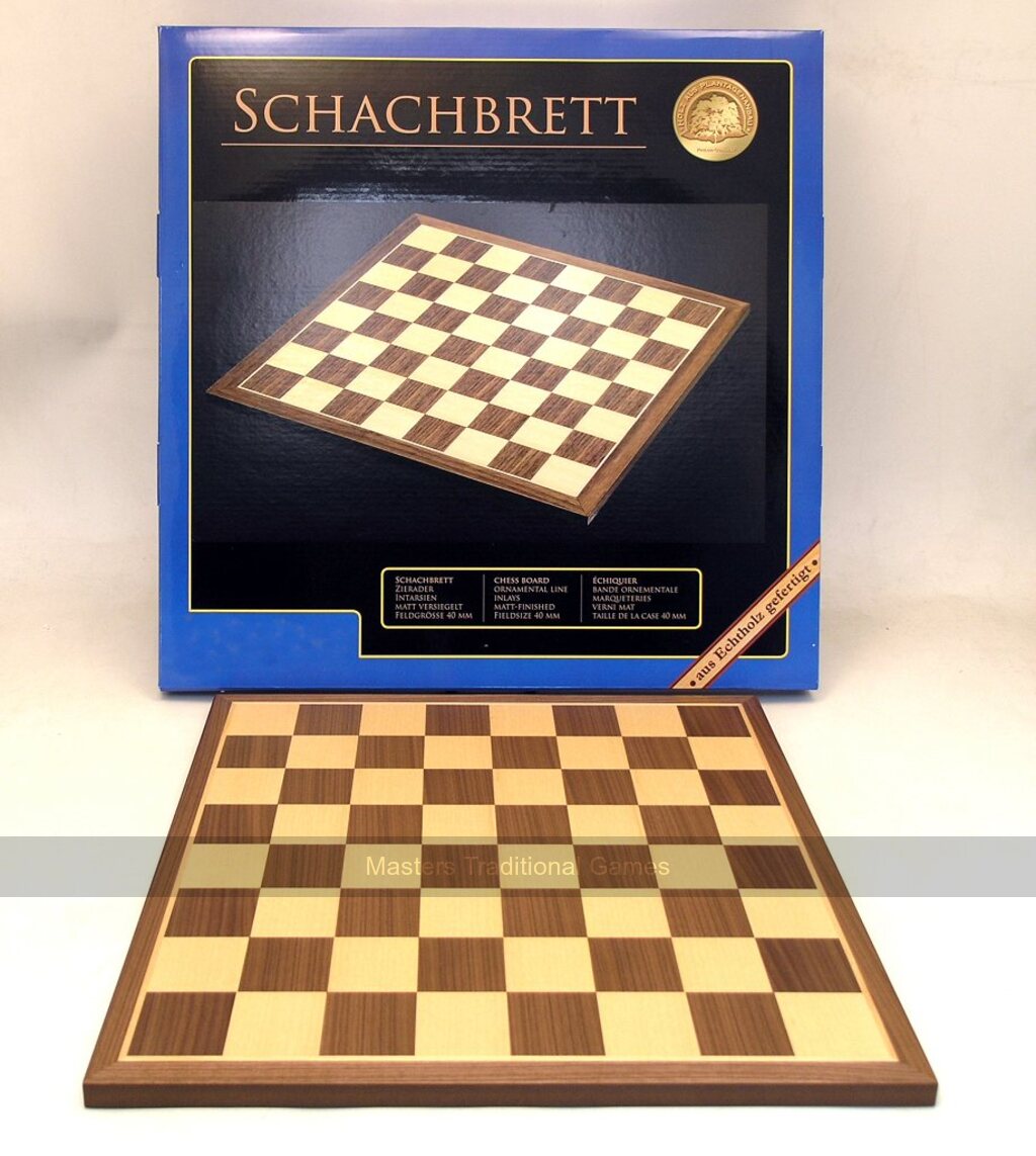 Philos walnut and maple chessboard 40cm (45mm squares)
