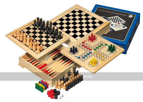 Philos Travel Wooden Game Compendium - 20cm (4 games)