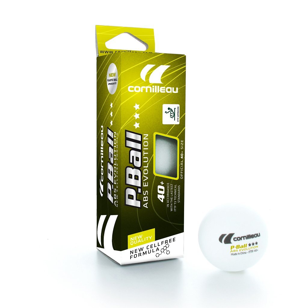 3 x Cornilleau ABS Evolution 40mm Table Tennis Balls