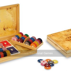 Dal Negro Aspen Poker Set - Poplar Briar-Root Case, 176 Chips with Playing Cards