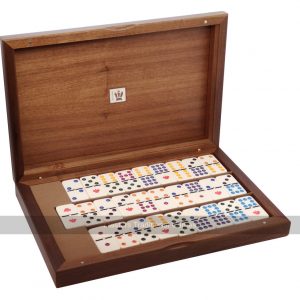 Dal Negro Luxury Double 9 Dominoes Set in Briar Wood Case