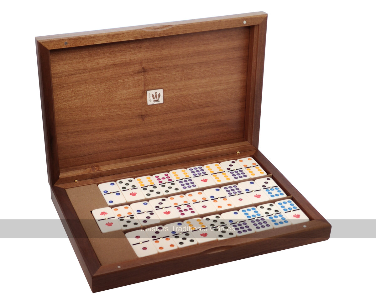 Dal Negro Luxury Double 9 Dominoes Set in Briar Wood Case