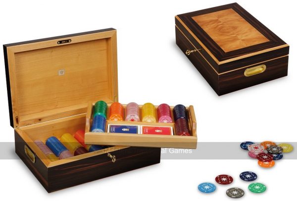 Dal Negro Ebony Briar-Root Poker Set - 420 Chips with Playing Cards