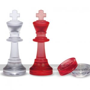 Dal Negro Red Frosted Chess & Draughts Pieces